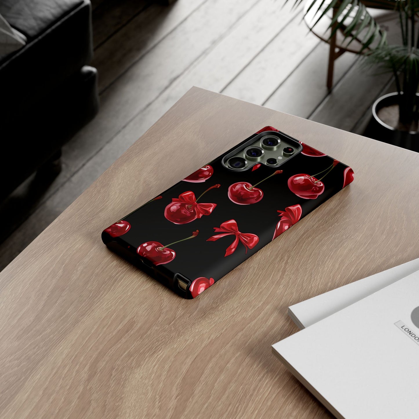 Coquette-Cherry Print Tough Phone Case - Stylish & Durable Protection
