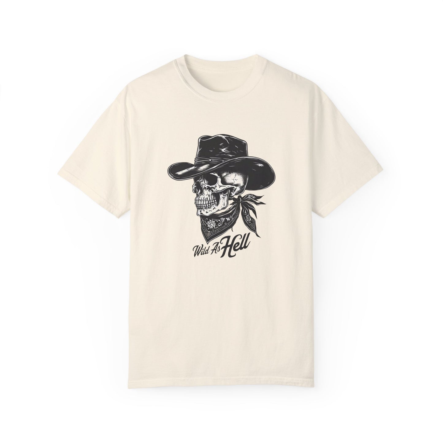 Skull Cowboy Graphic T-Shirt - Unisex Garment-Dyed Tee for Rebel Souls