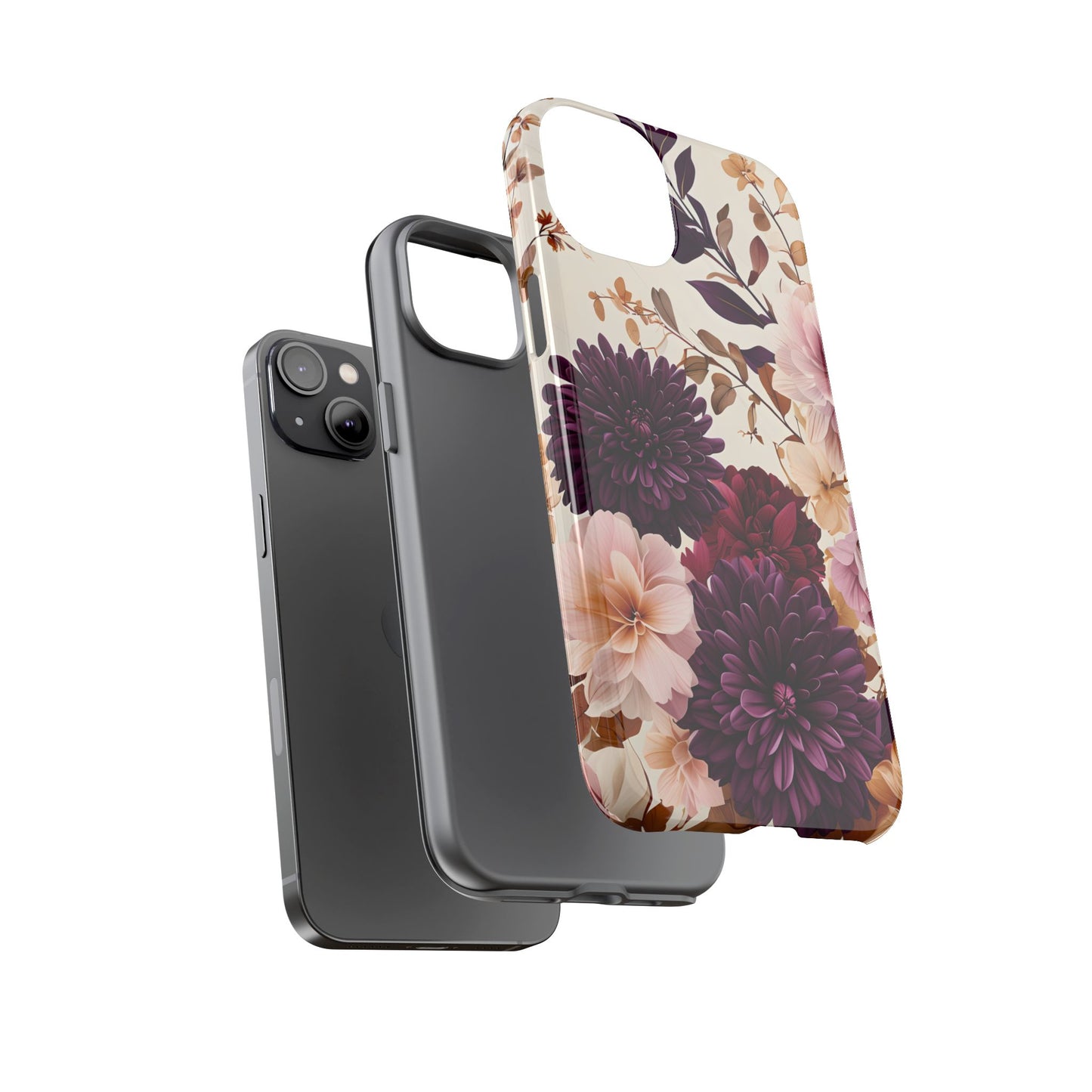 Floral Tough Phone Case - Elegant Design for iPhones & Androids