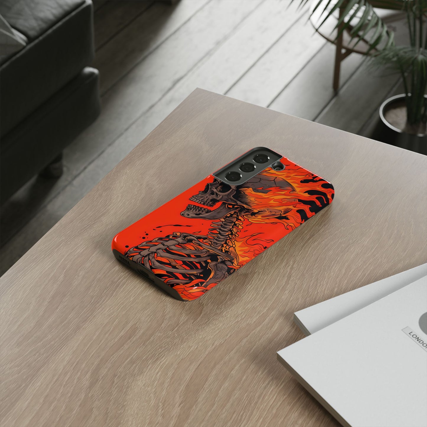 Flaming Skeleton Phone Case - Tough & Stylish Protection