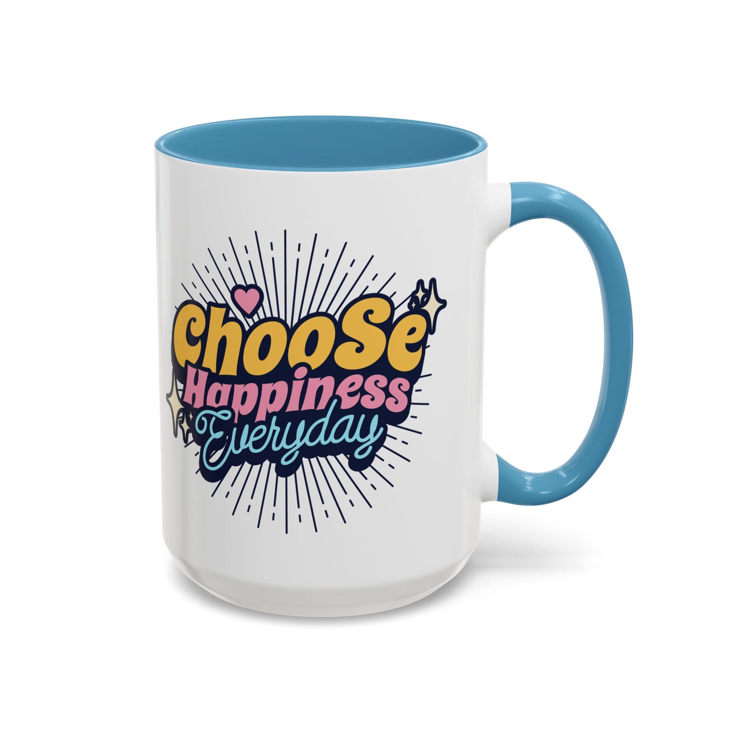 Choose Happiness Everyday 15oz Coffee Mug - Colorful Ceramic Cup for Positive Vibes
