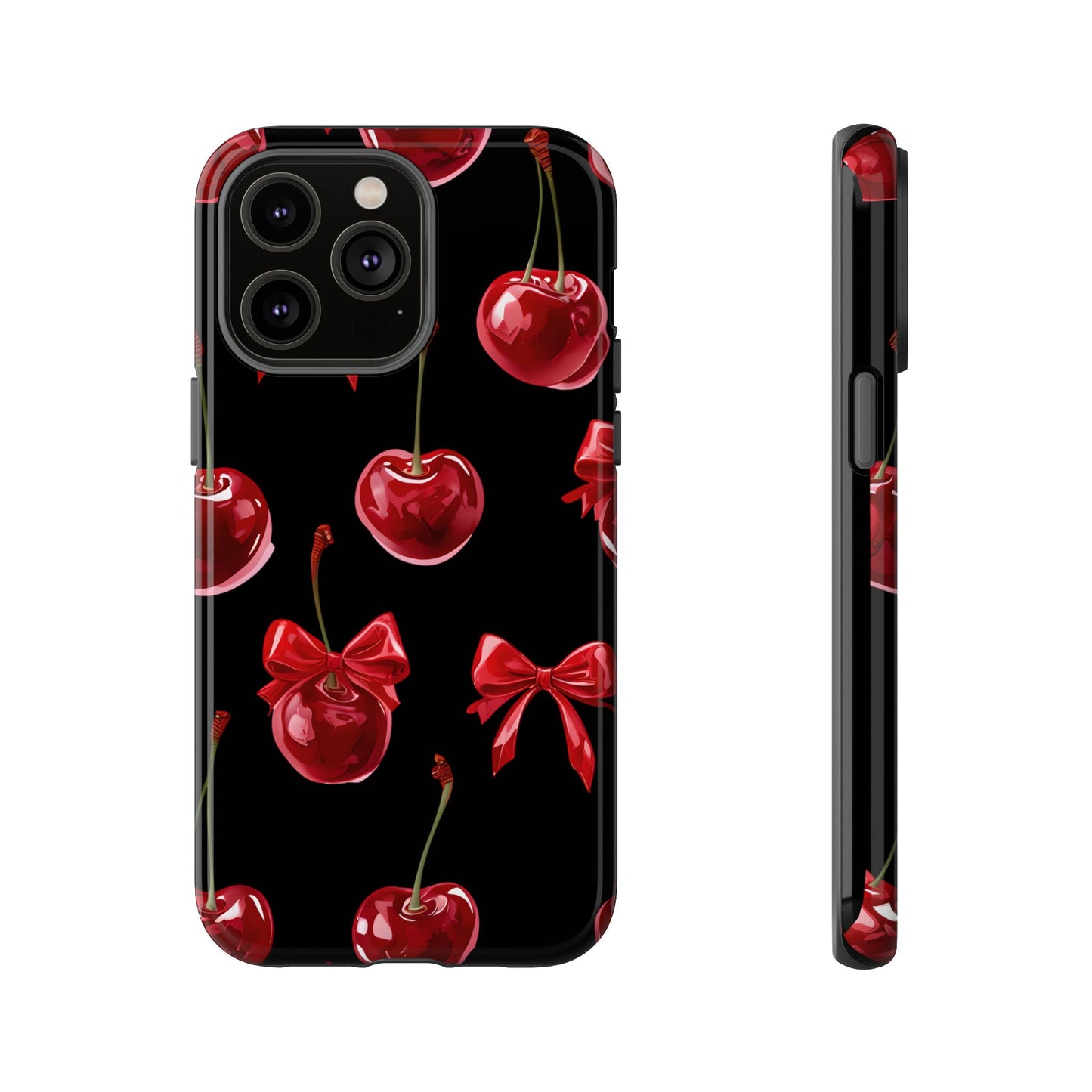 Coquette-Cherry Print Tough Phone Case - Stylish & Durable Protection