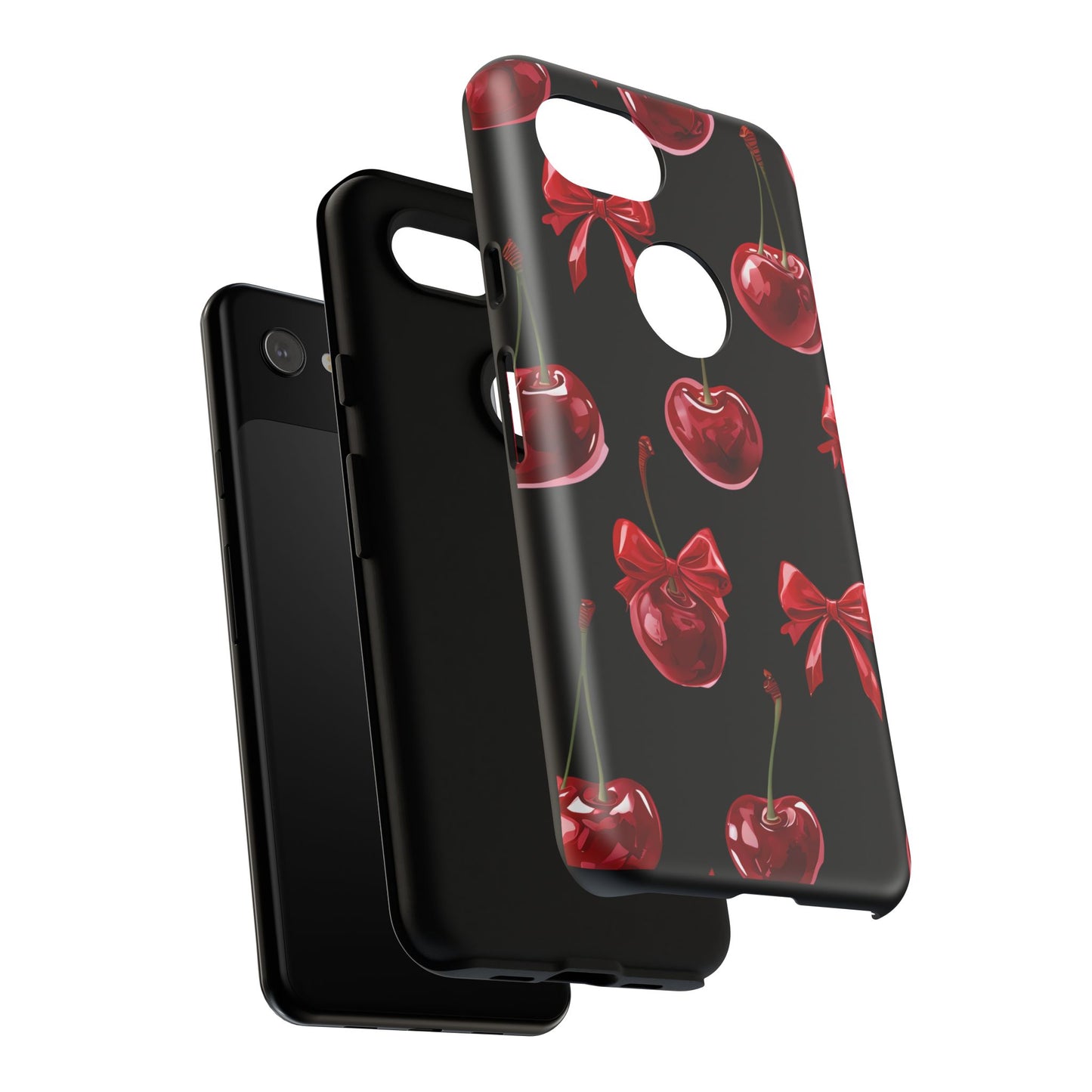 Coquette-Cherry Print Tough Phone Case - Stylish & Durable Protection
