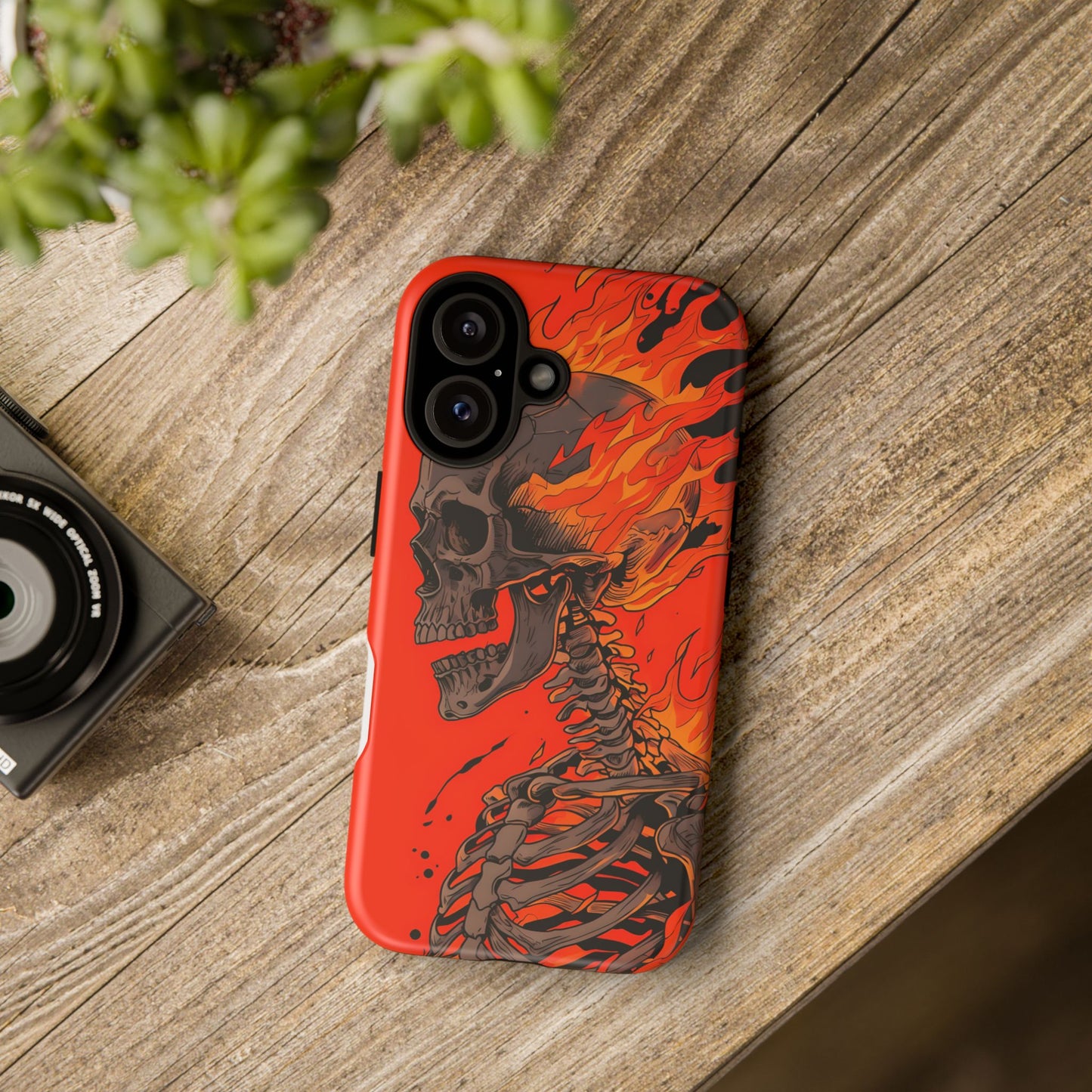 Flaming Skeleton Phone Case - Tough & Stylish Protection