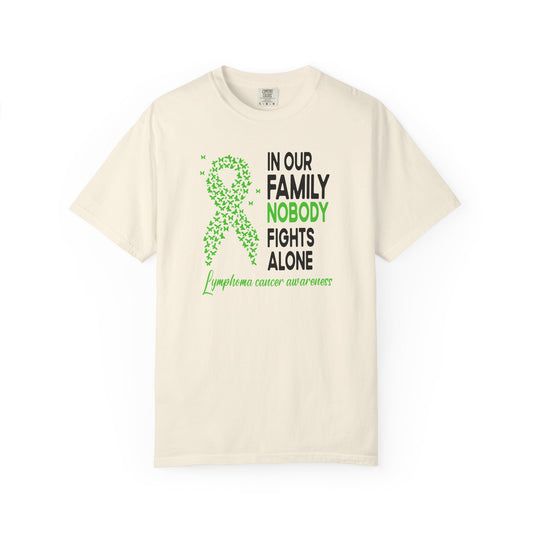 Lymphoma Awareness T-Shirt, Family Support Tee, Garment-Dyed Shirt, Cancer Awareness Apparel, Gift for Caregivers, 5K Event Shirt