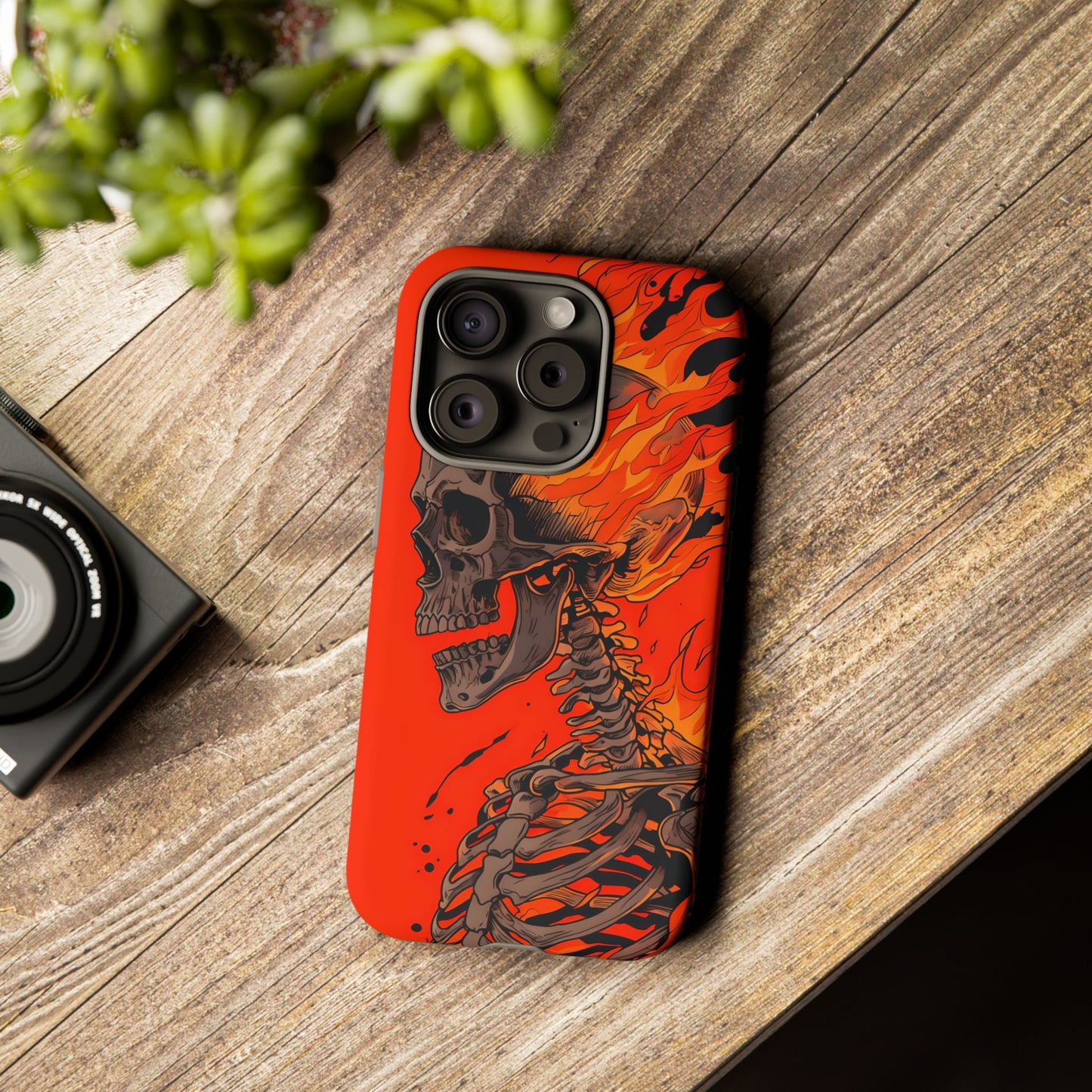 Flaming Skeleton Phone Case - Tough & Stylish Protection