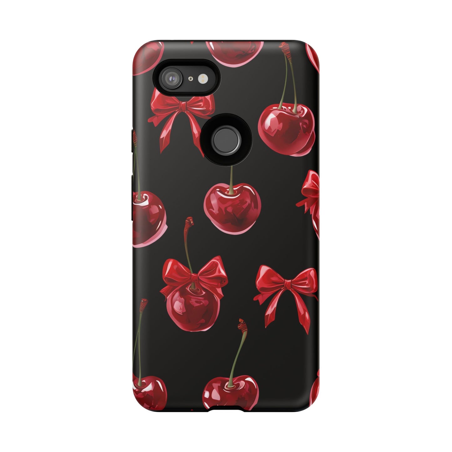 Coquette-Cherry Print Tough Phone Case - Stylish & Durable Protection