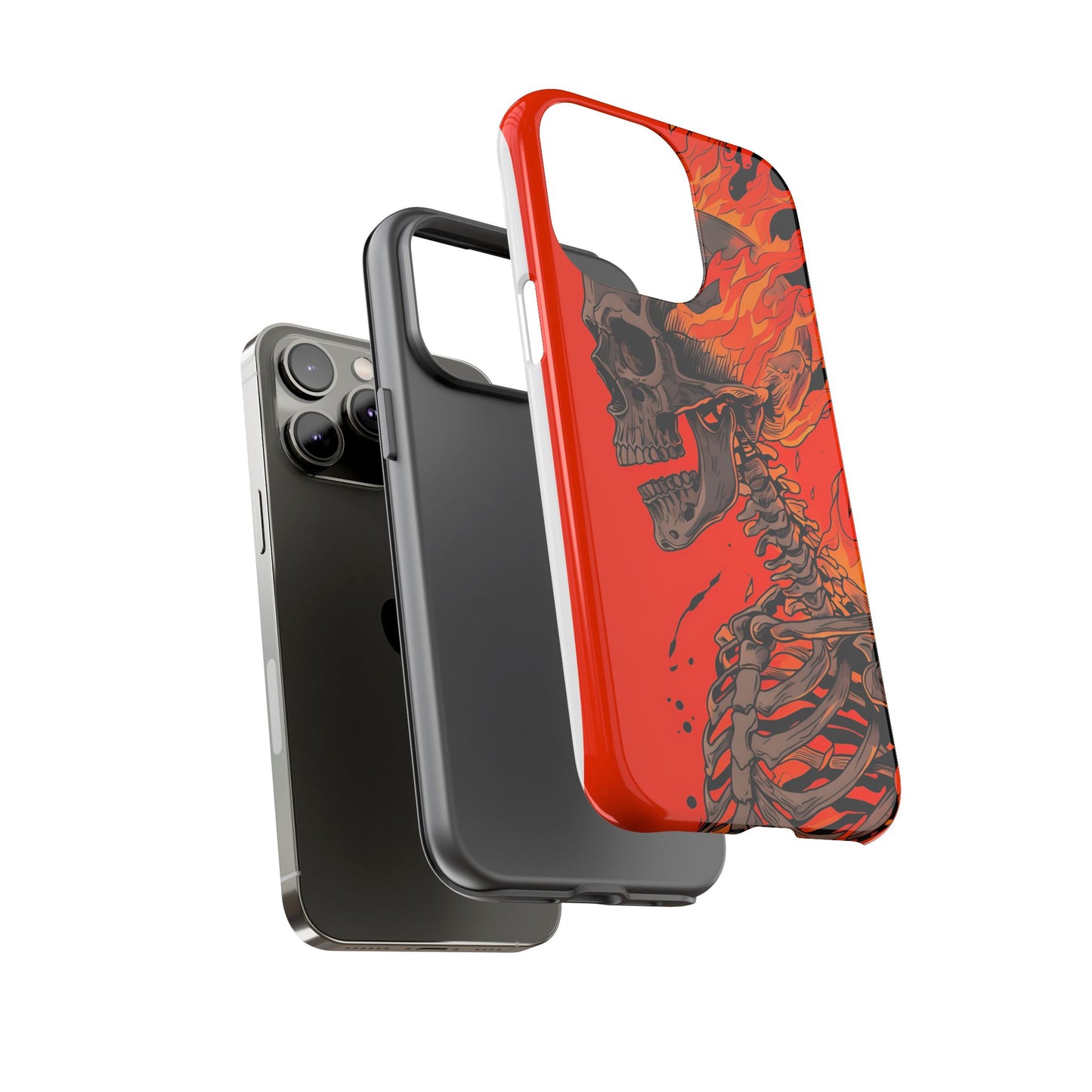 Flaming Skeleton Phone Case - Tough & Stylish Protection