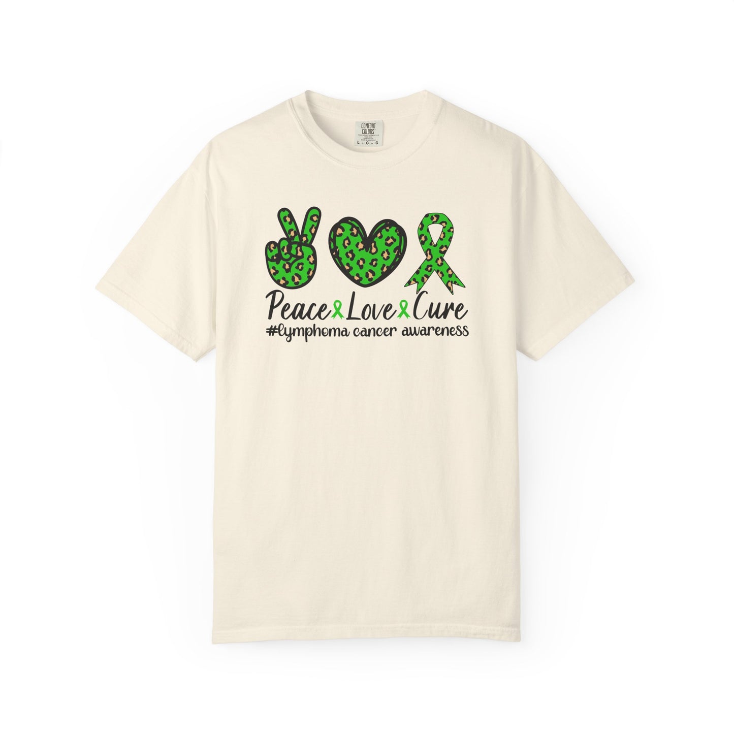 Peace, Love, Cure Unisex Garment-Dyed T-shirt for Lymphoma Awareness, Comfortable Tee, Cancer Support Shirt, Gift for Awareness [...]