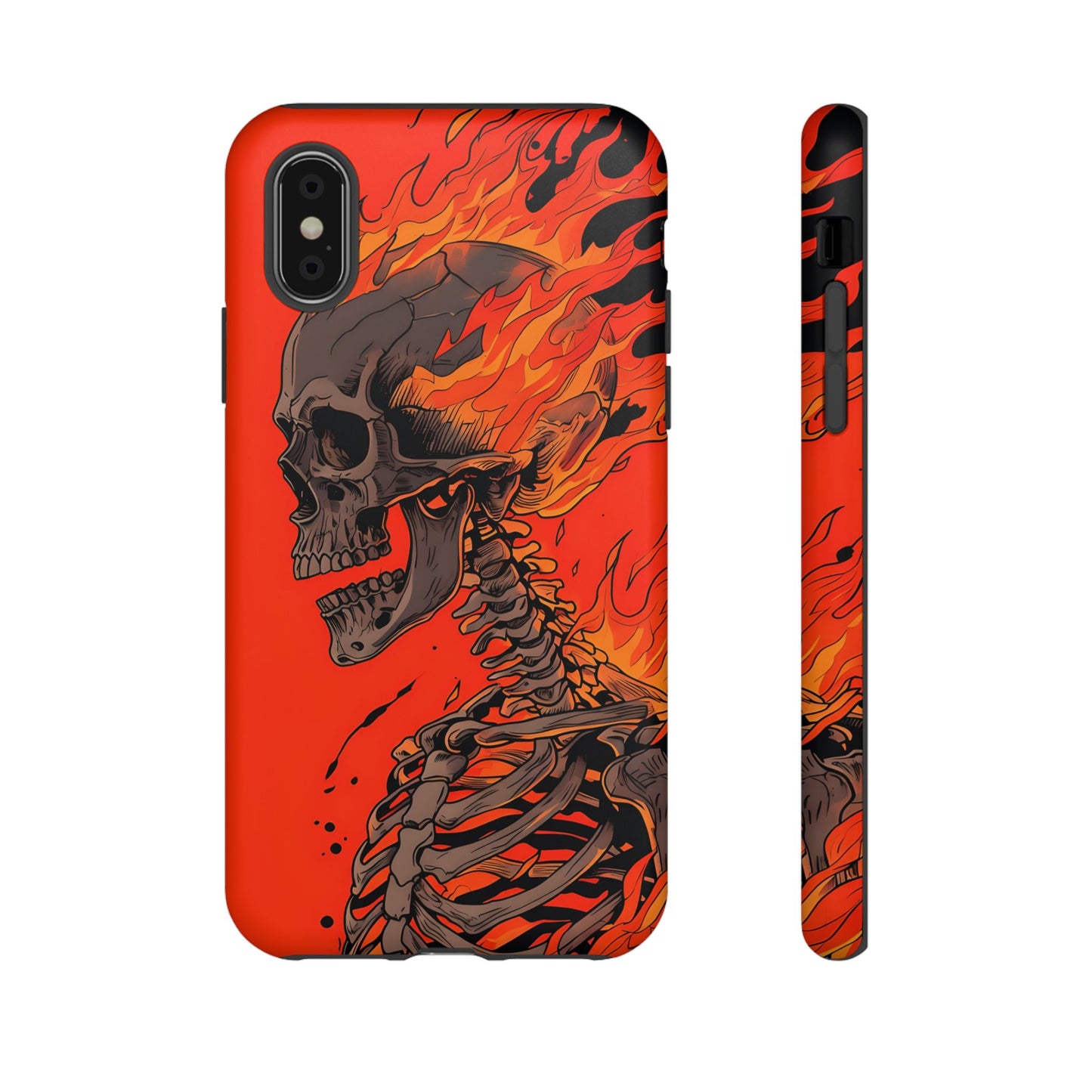 Flaming Skeleton Phone Case - Tough & Stylish Protection