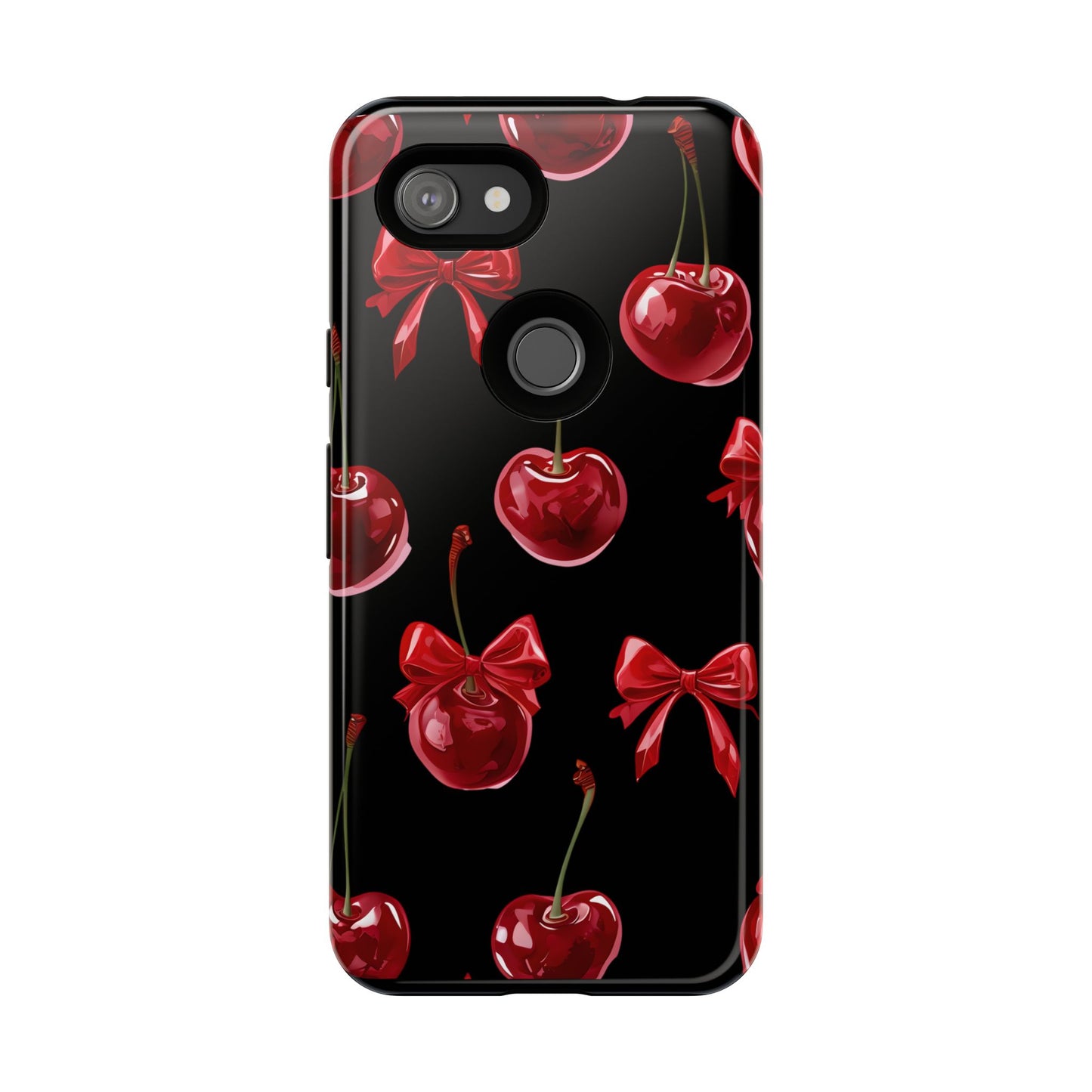 Coquette-Cherry Print Tough Phone Case - Stylish & Durable Protection