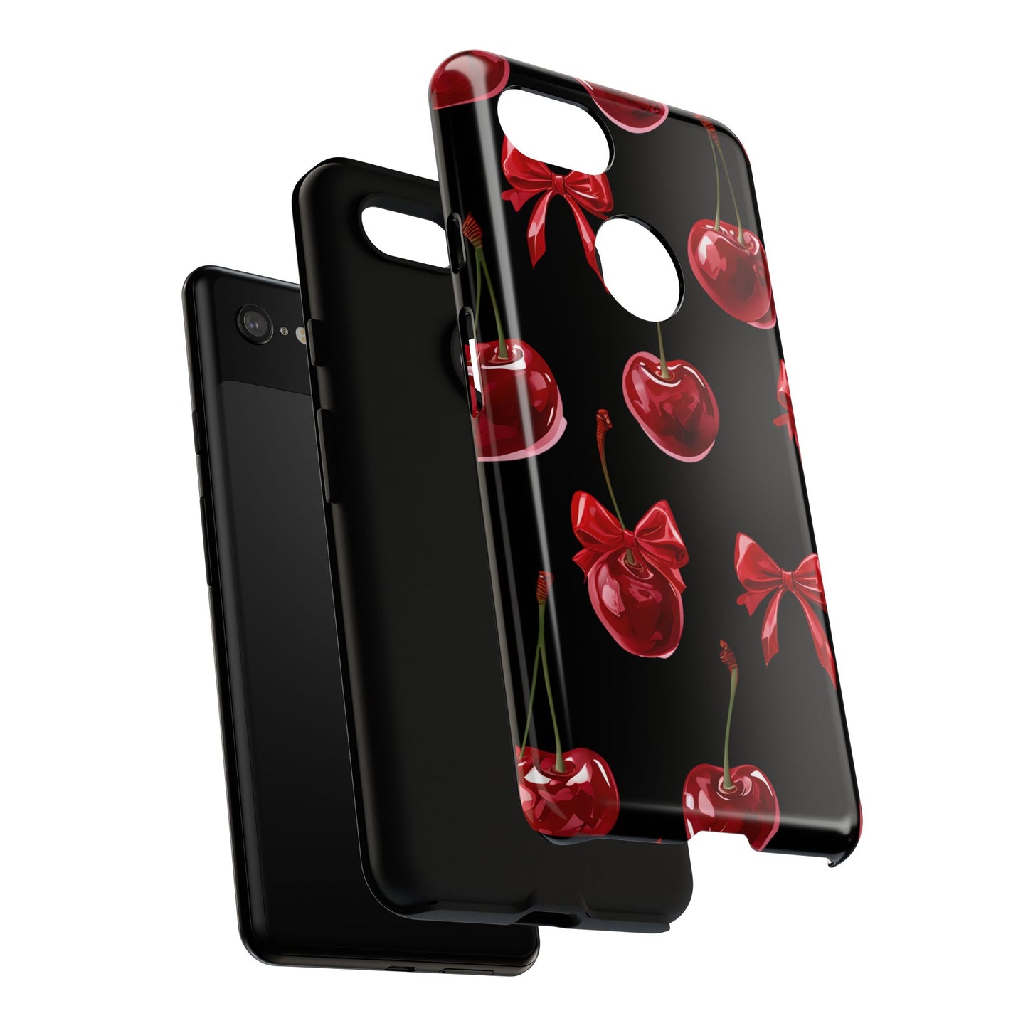 Coquette-Cherry Print Tough Phone Case - Stylish & Durable Protection