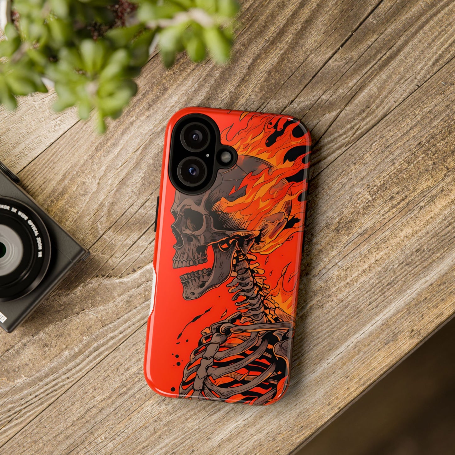 Flaming Skeleton Phone Case - Tough & Stylish Protection