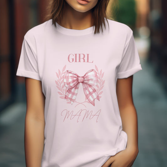 Girl Mama T-Shirt | Floral Bow Design | Perfect for Mother's Day Coquette