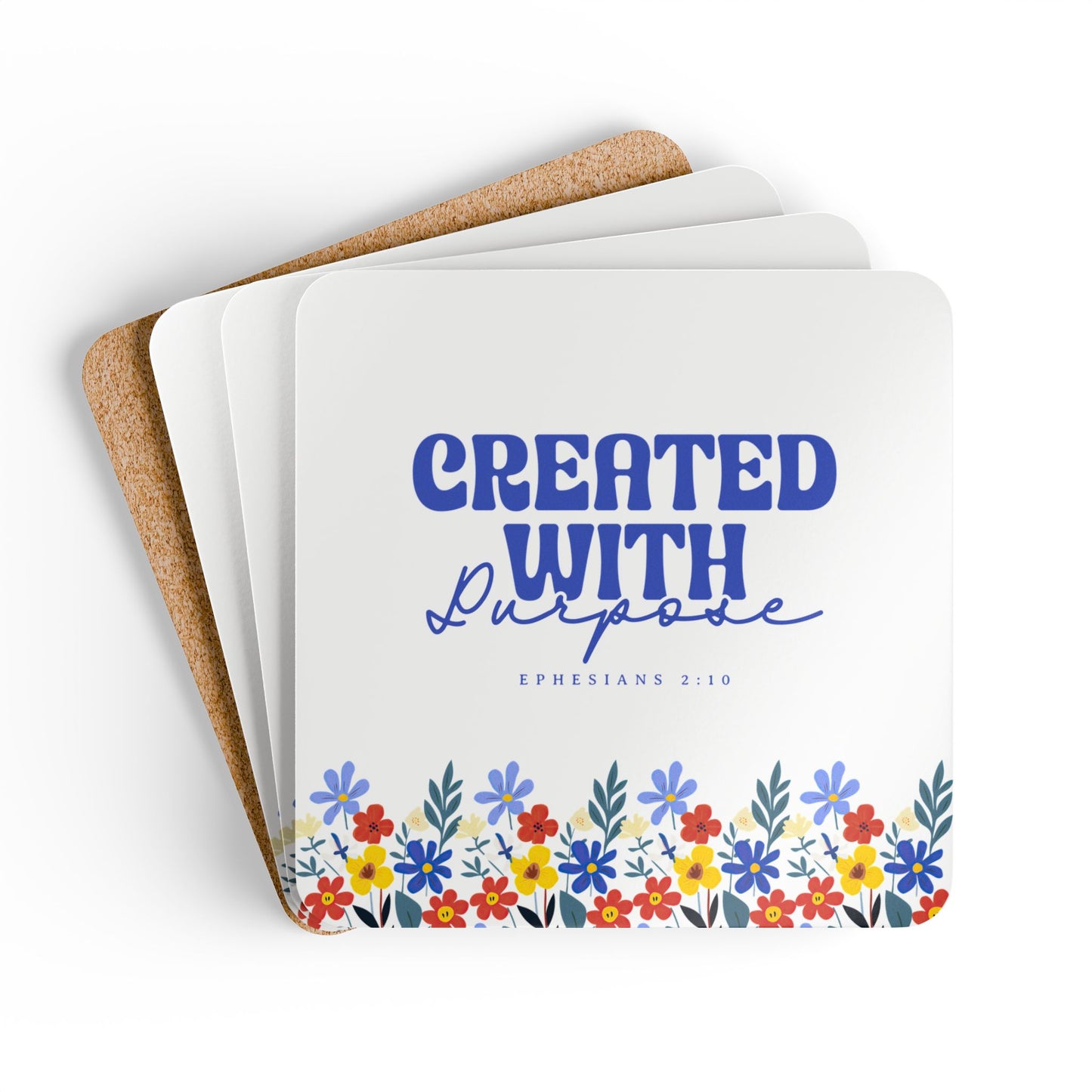 Floral Cork Coaster Set - "Created With Purpose" Home Decor