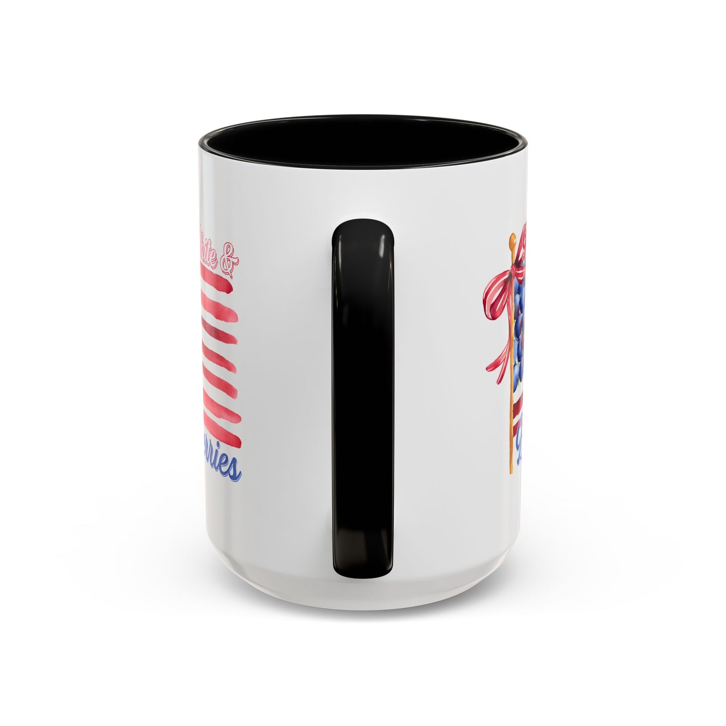July 4th Accent Coffee Mug with Red, White & Blueberries Design, Patriotic Mug, Americana Decor, Summer BBQ Drinkware, Holiday Gift