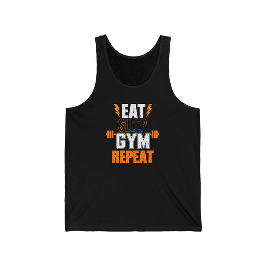 Eat Sleep Gym Repeat Unisex Jersey Tank Top | Fitness Motivational Apparel