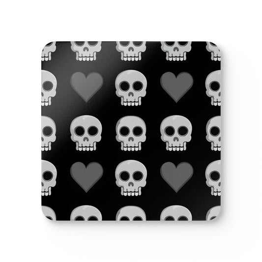 Skull Heart Cork Coaster Set - Stylish, Durable Drinkware for Halloween & Everyday Use