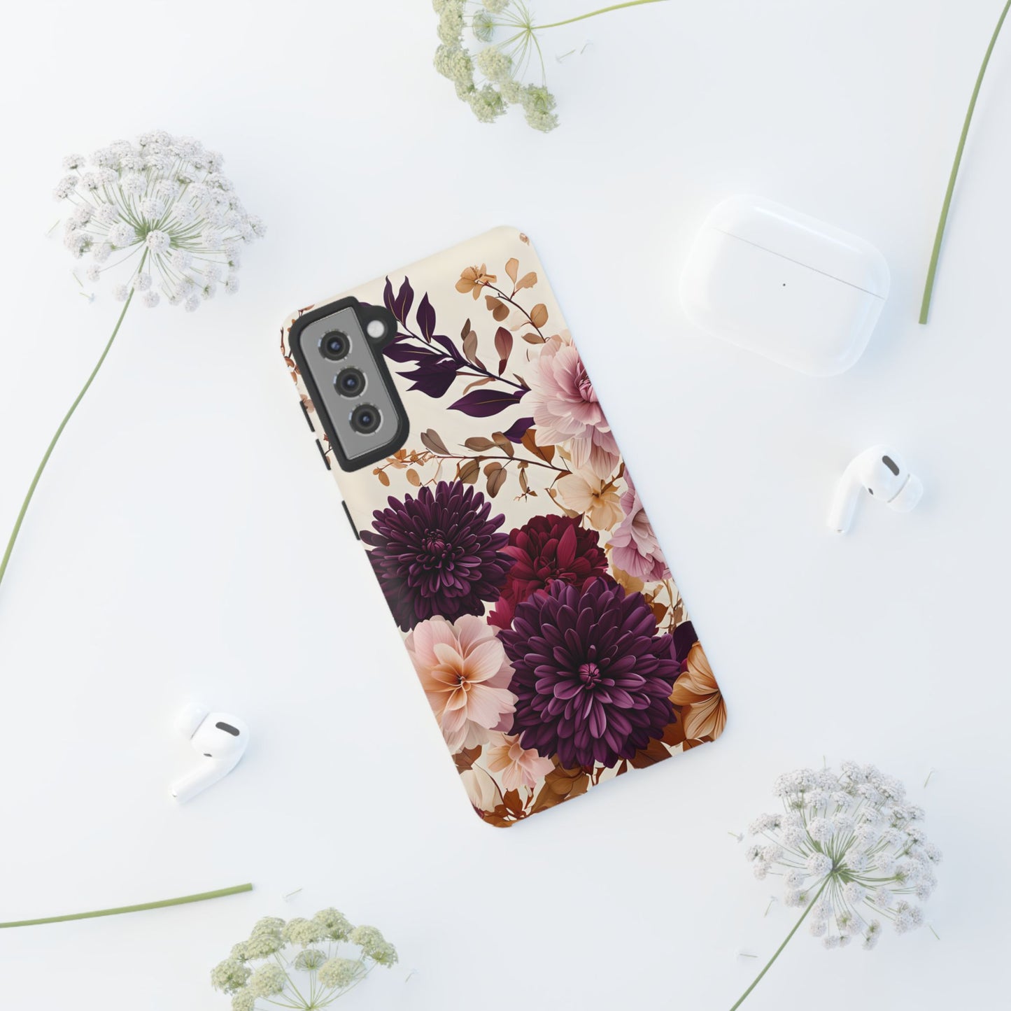 Floral Tough Phone Case - Elegant Design for iPhones & Androids