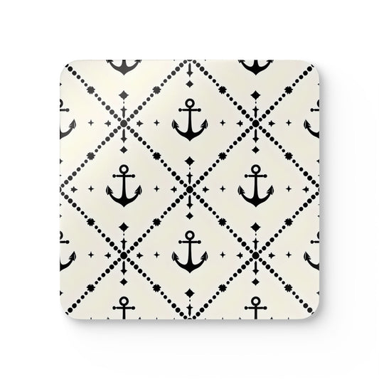 Nautical Corkwood Coaster Set - Anchor Design for Home Decor
