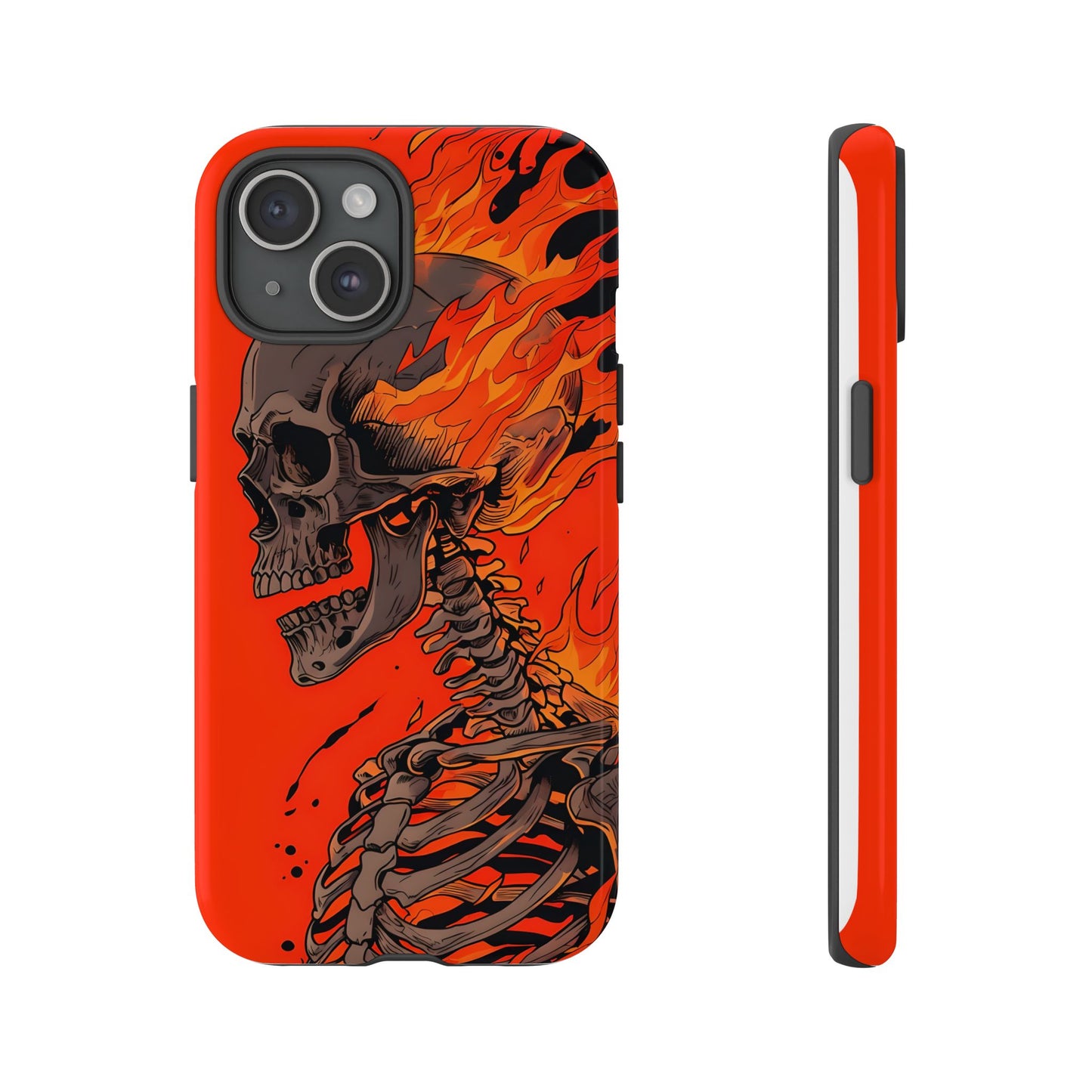 Flaming Skeleton Phone Case - Tough & Stylish Protection