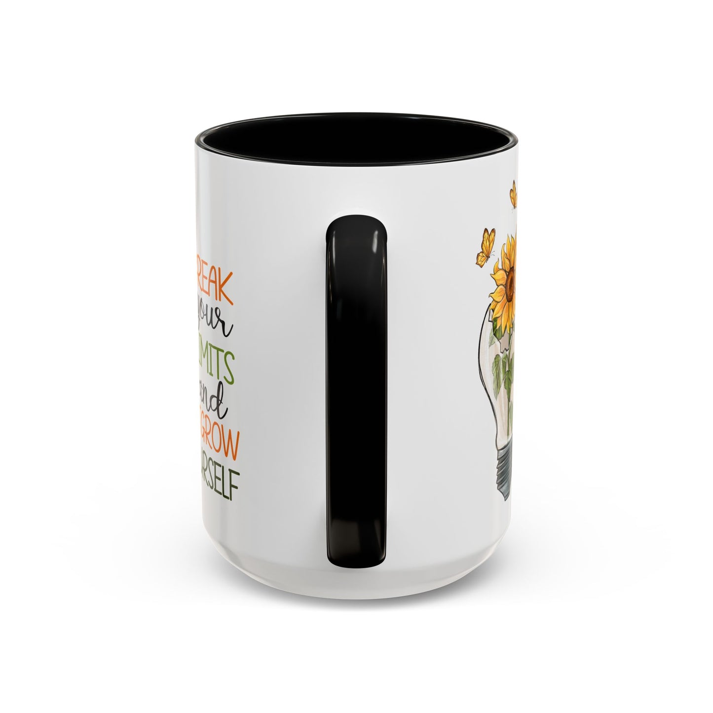 Inspirational Sunflower Coffee Mug - Break Your Limits & Outgrow Yourself - 15oz