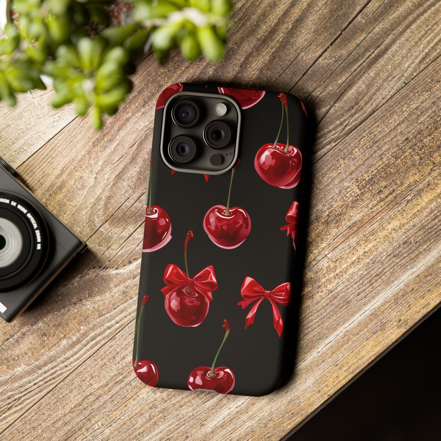 Coquette-Cherry Print Tough Phone Case - Stylish & Durable Protection