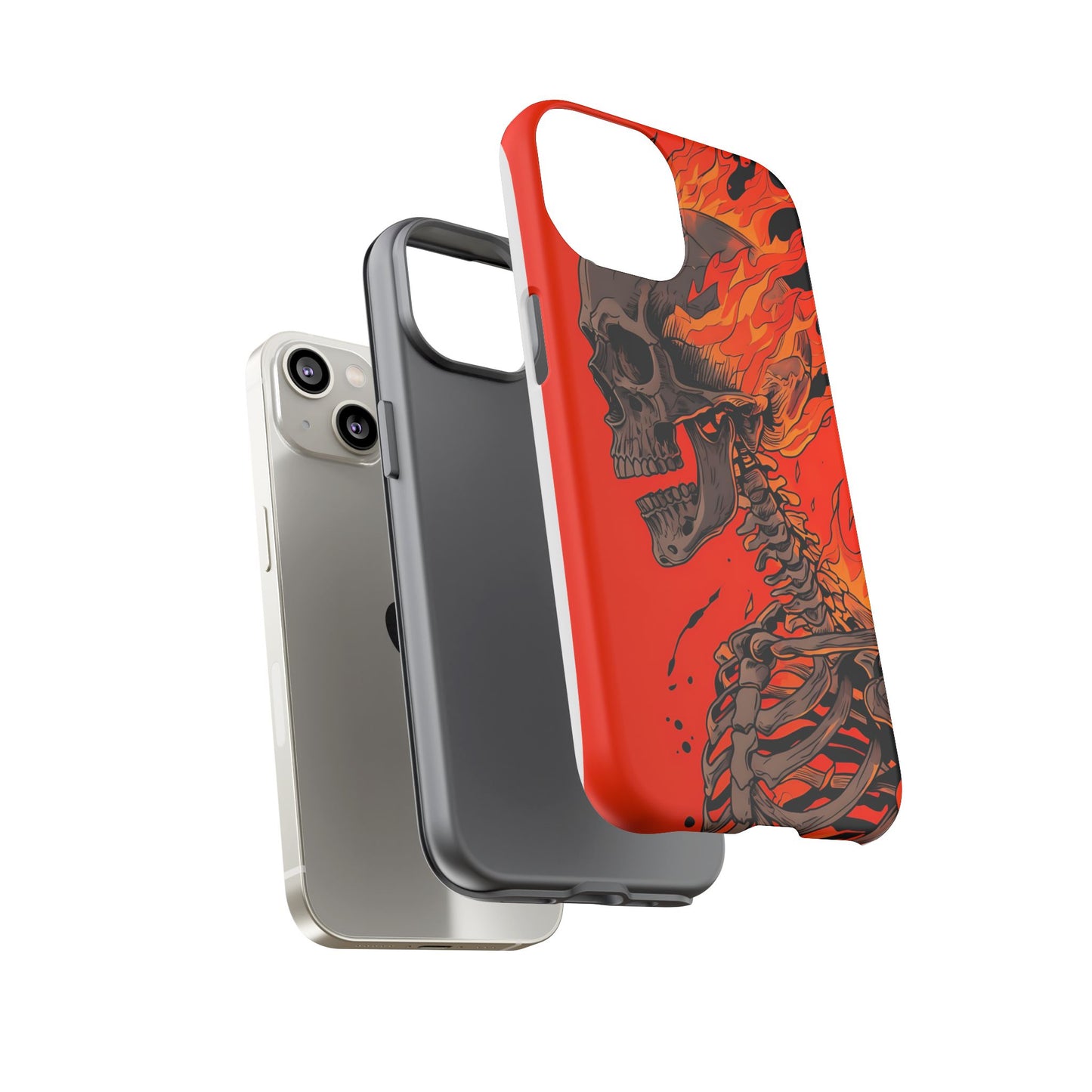 Flaming Skeleton Phone Case - Tough & Stylish Protection