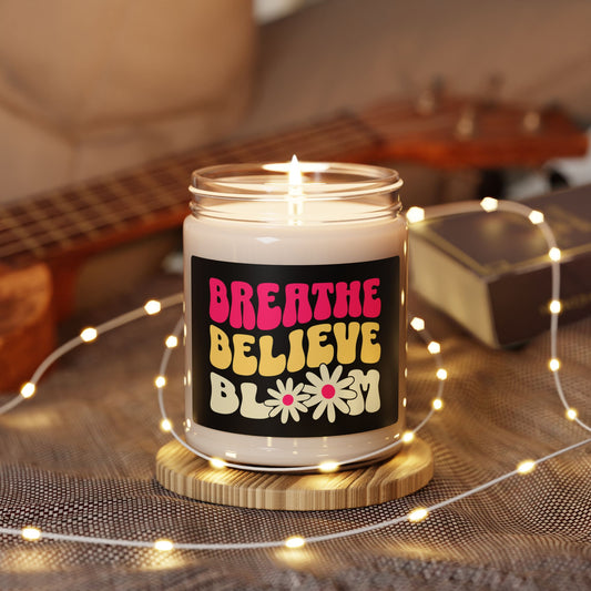Breathe Believe Bloom Scented Soy Candle - 9oz Relaxation & Self-Care Gift