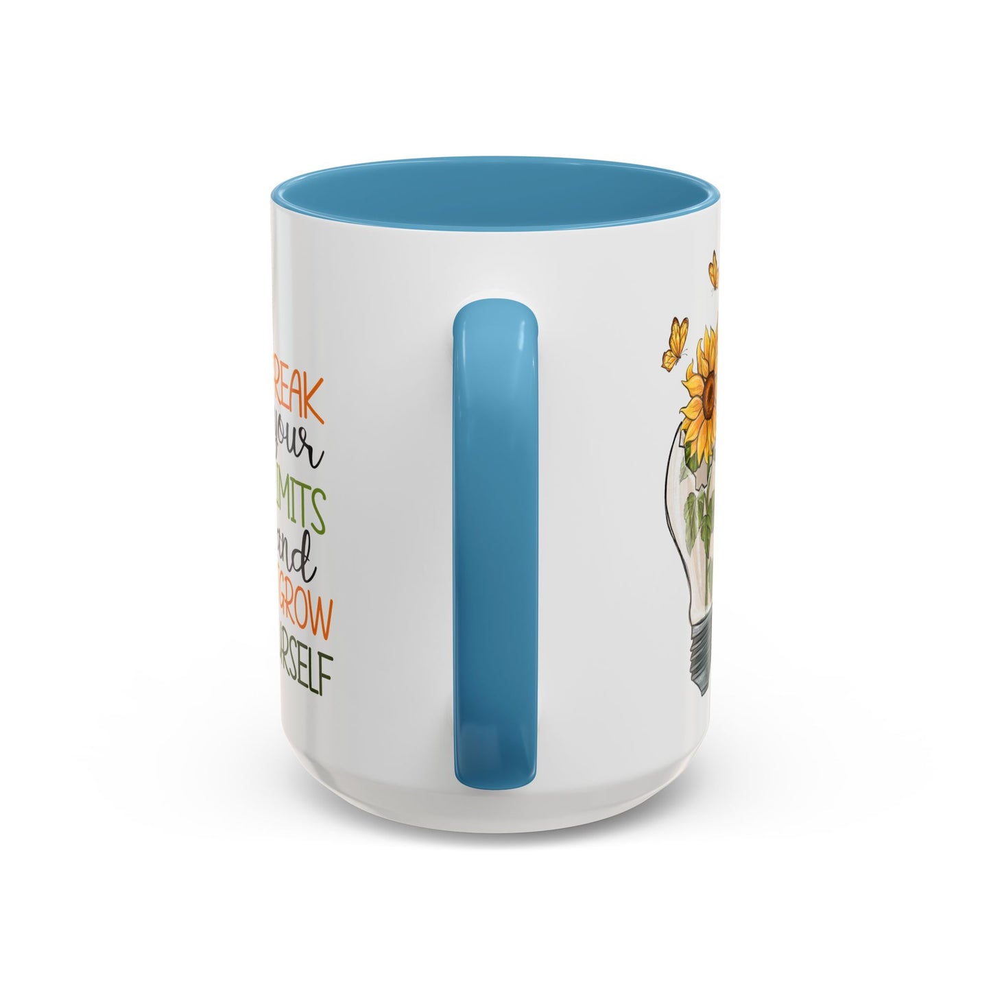 Inspirational Sunflower Coffee Mug - Break Your Limits & Outgrow Yourself - 15oz