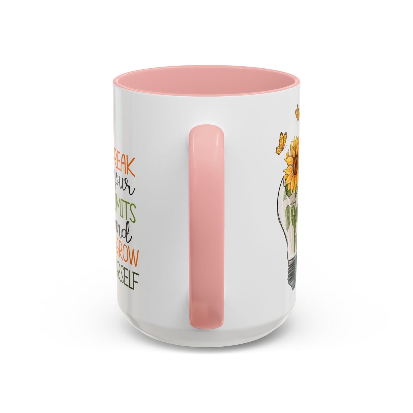 Inspirational Sunflower Coffee Mug - Break Your Limits & Outgrow Yourself - 15oz