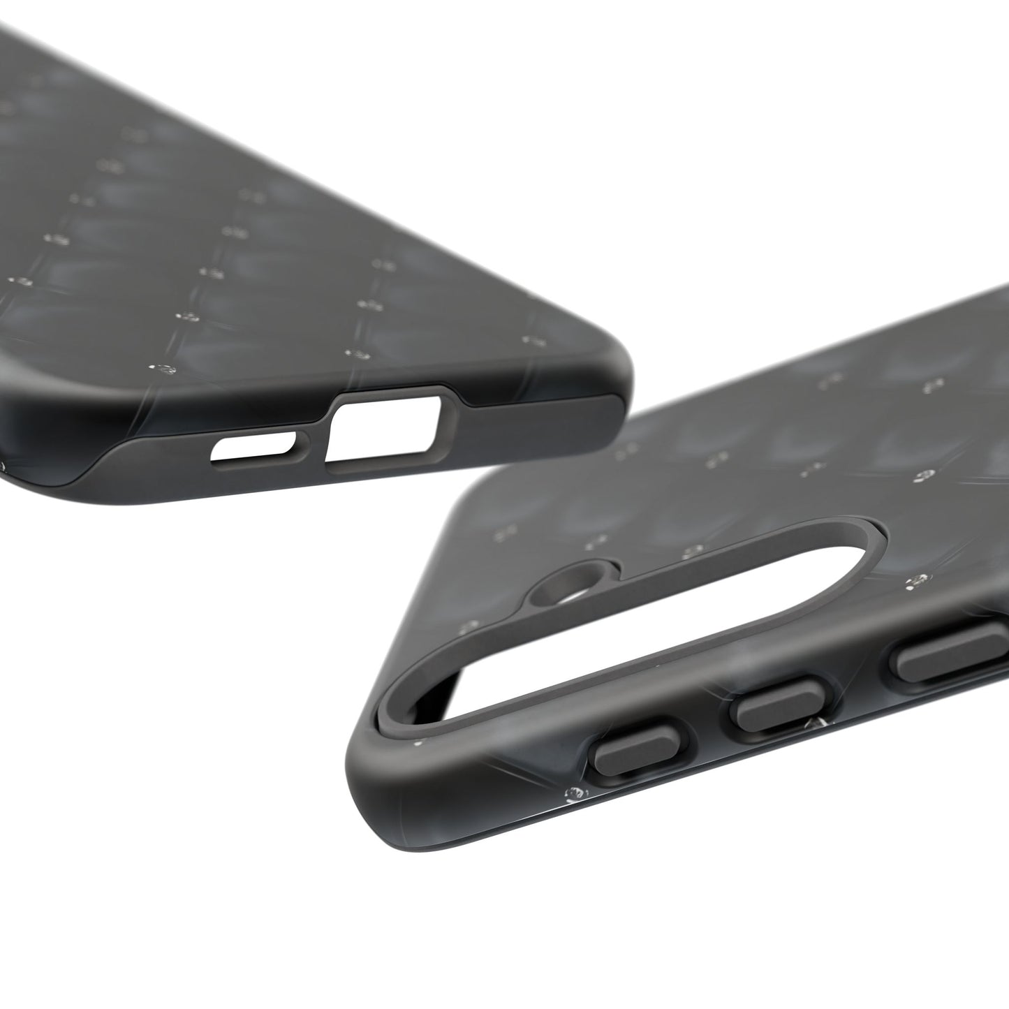 Stylish Tough Phone Case - Elegant Black Quilted Design