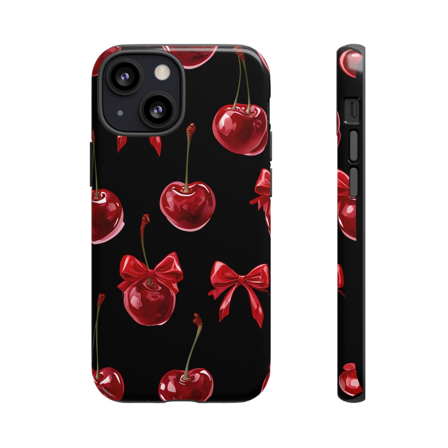 Coquette-Cherry Print Tough Phone Case - Stylish & Durable Protection