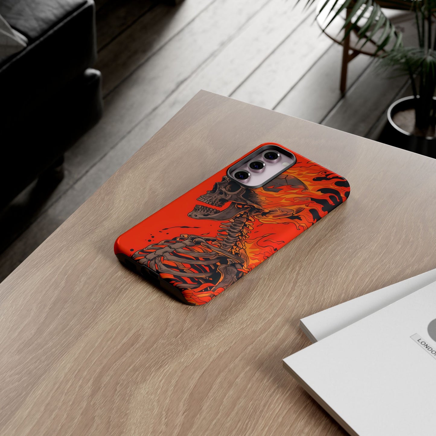 Flaming Skeleton Phone Case - Tough & Stylish Protection