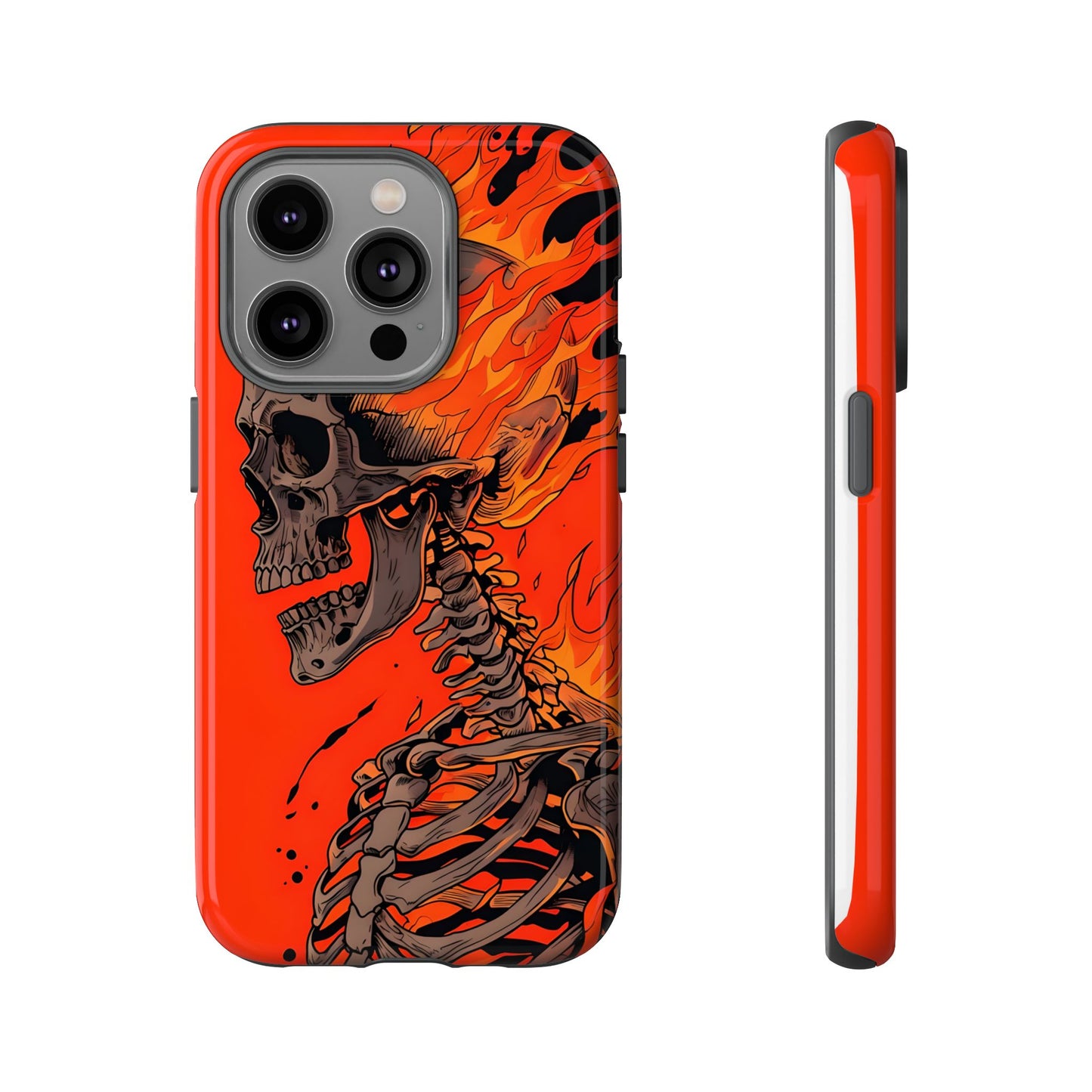 Flaming Skeleton Phone Case - Tough & Stylish Protection