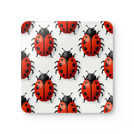 Ladybug Corkwood Coaster Set - Fun & Cheerful Decor for Your Home