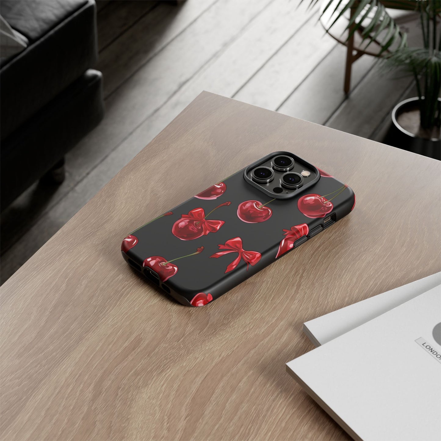 Coquette-Cherry Print Tough Phone Case - Stylish & Durable Protection