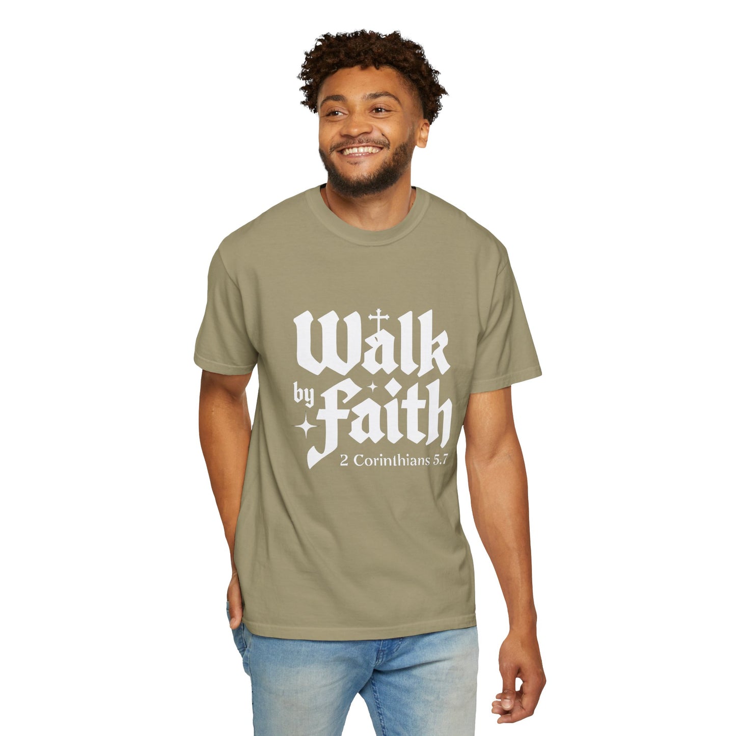 Faith-Inspired Garment-Dyed T-Shirt - 'Walk by Faith' 2 Corinthians 5:7