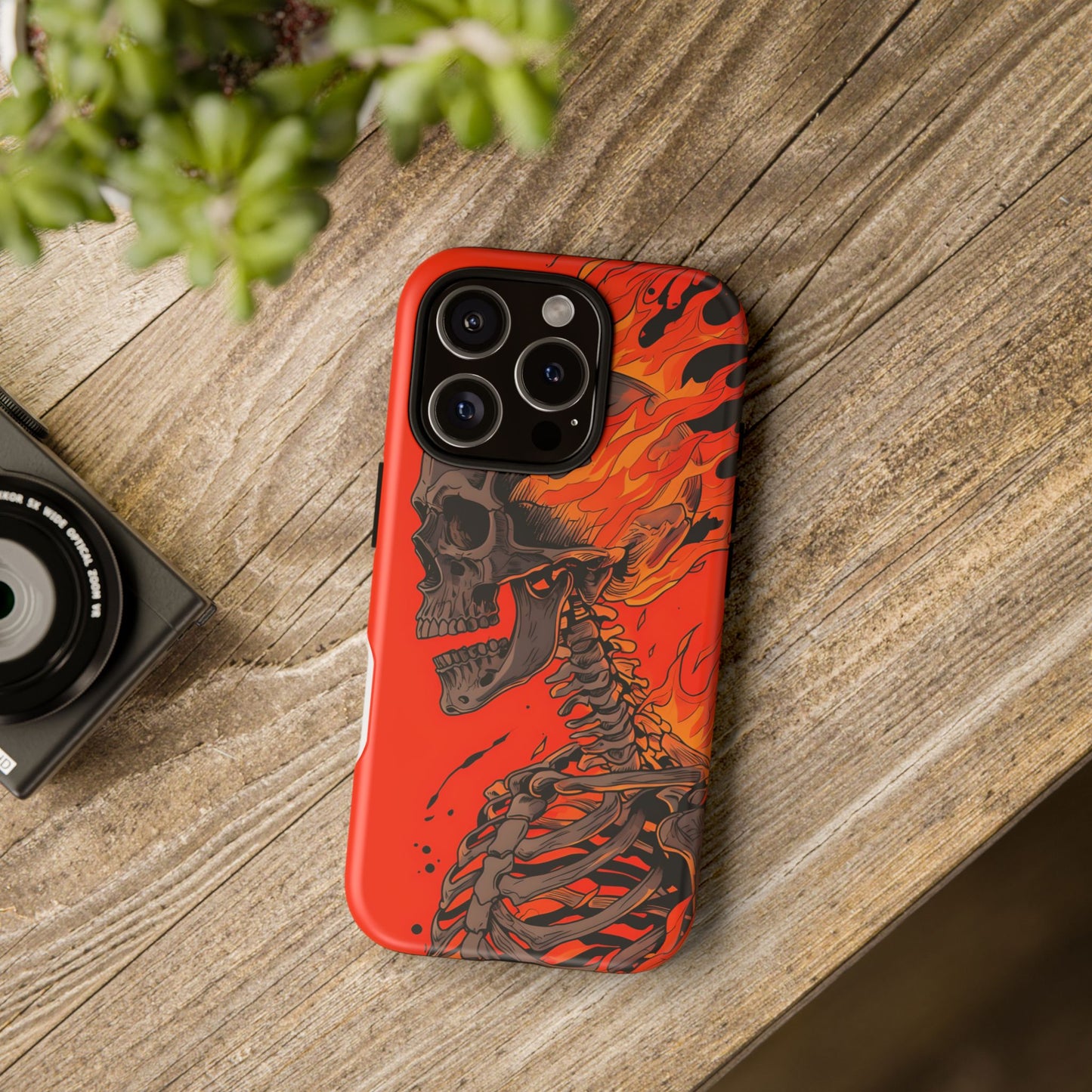 Flaming Skeleton Phone Case - Tough & Stylish Protection