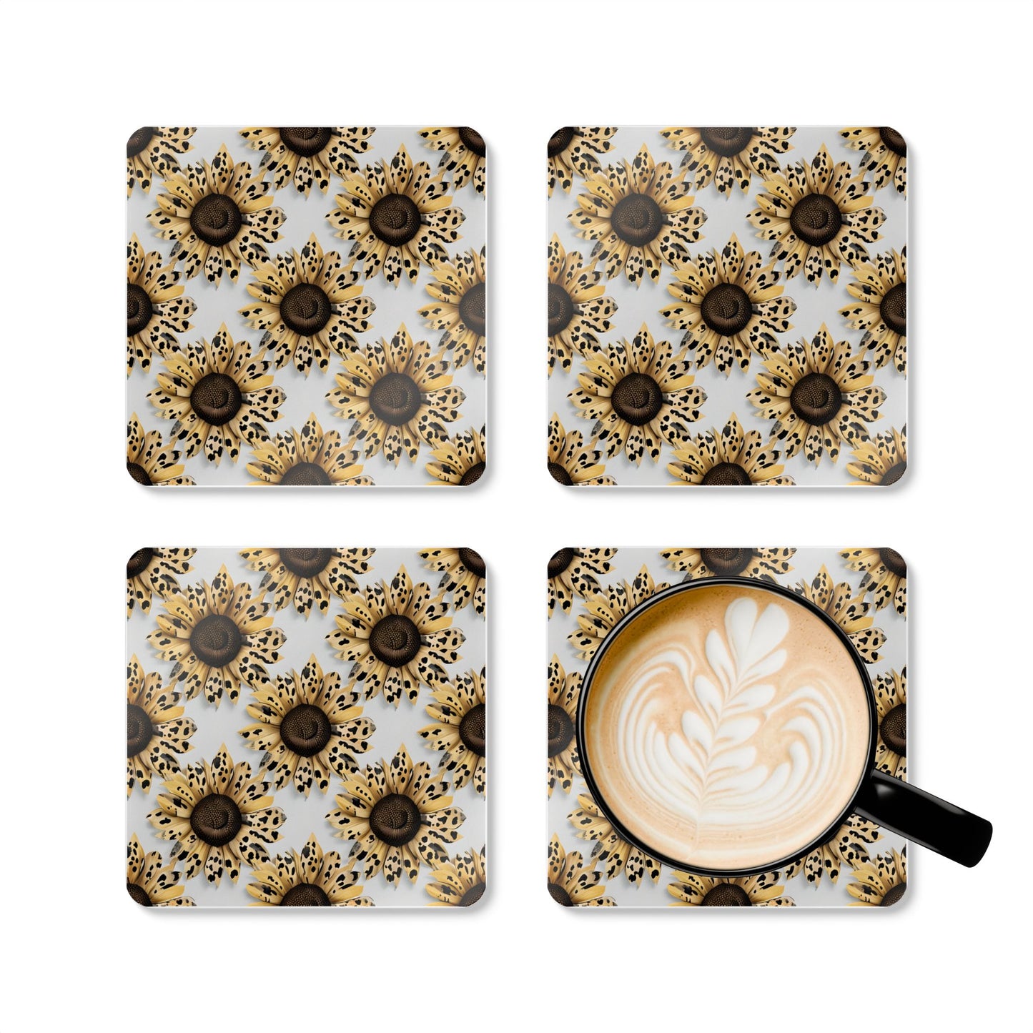 Wildflower Cork Coaster Set - Floral Design for Home Decor