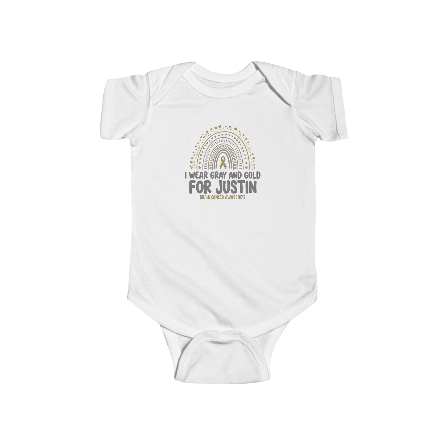 JUSTIN ONESIE I WEAR Gray and Gold Infant Bodysuit for Awareness