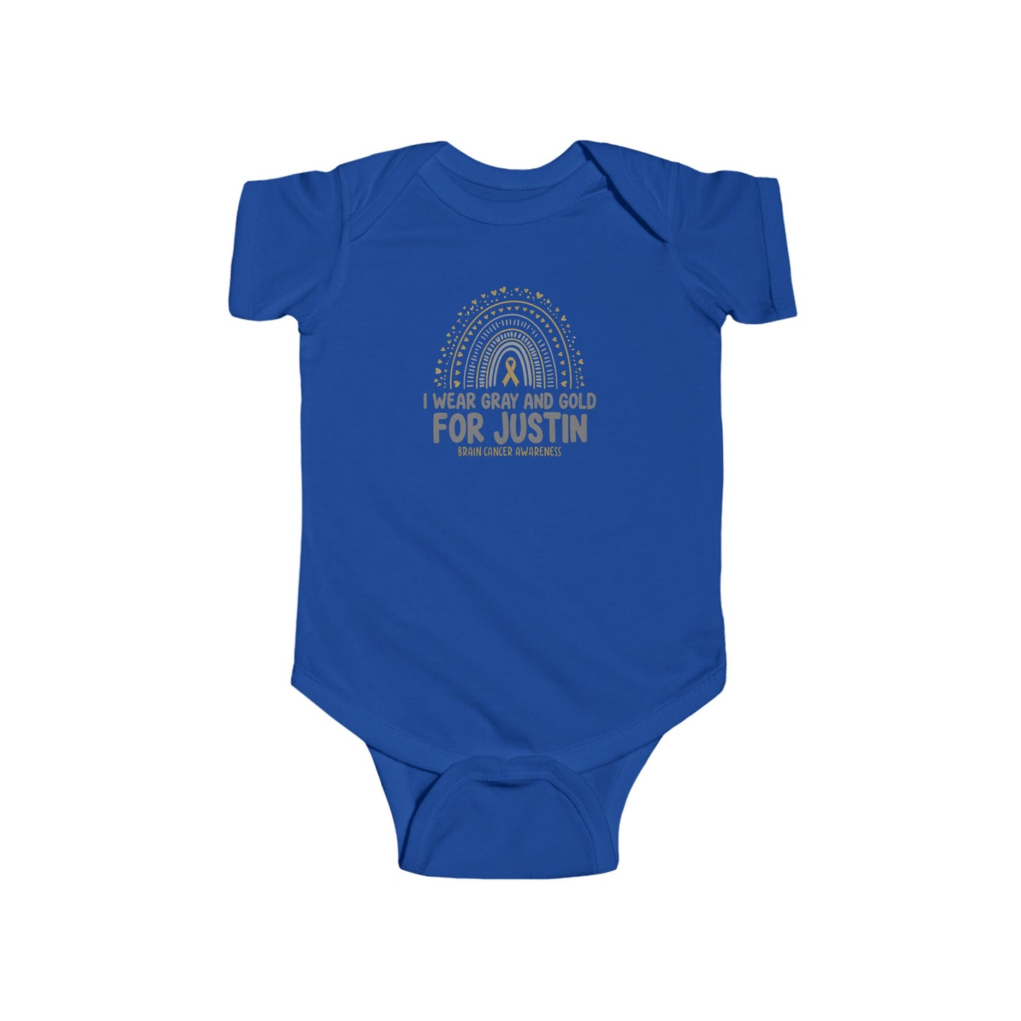JUSTIN ONESIE I WEAR Gray and Gold Infant Bodysuit for Awareness