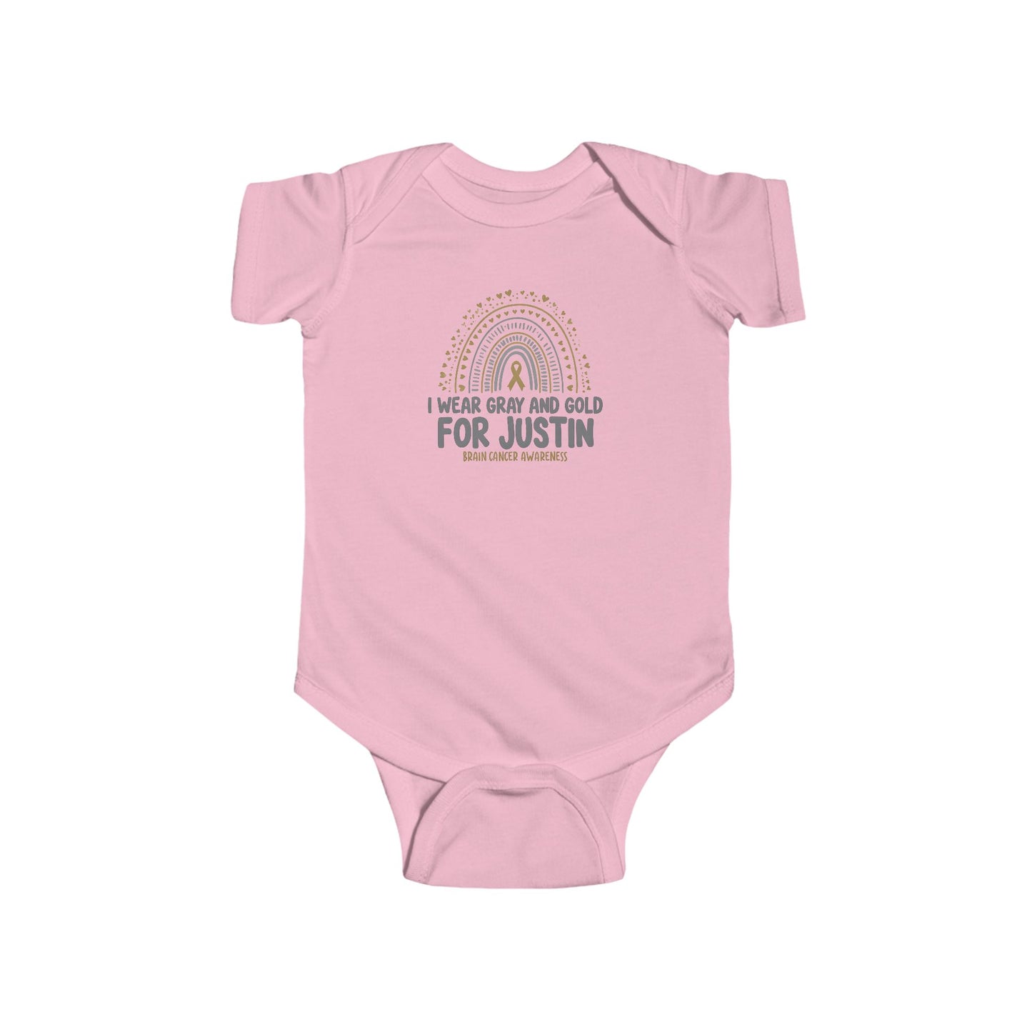 JUSTIN ONESIE I WEAR Gray and Gold Infant Bodysuit for Awareness
