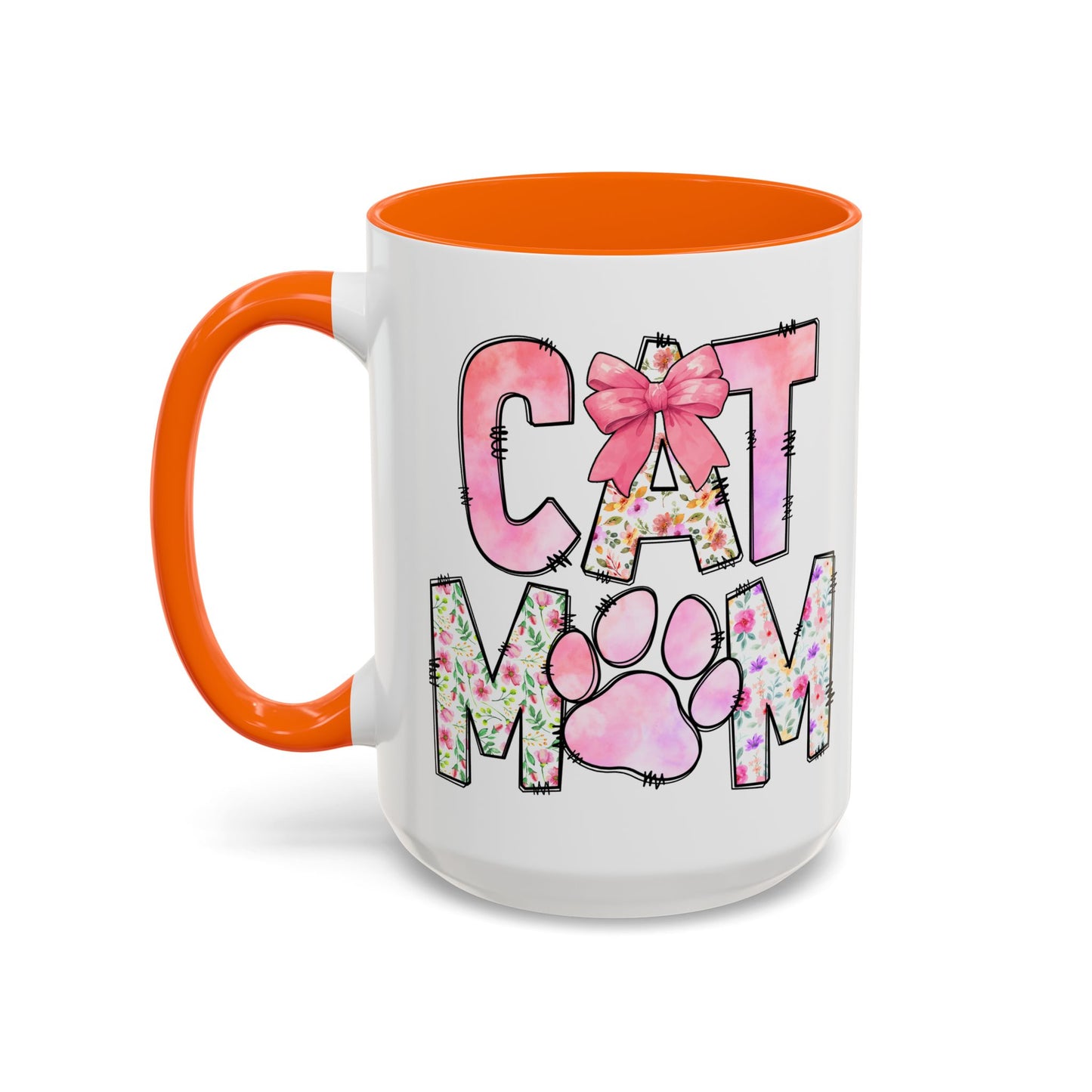 Floral Cat Mom 15oz Coffee Mug - Perfect Gift for Cat Lovers