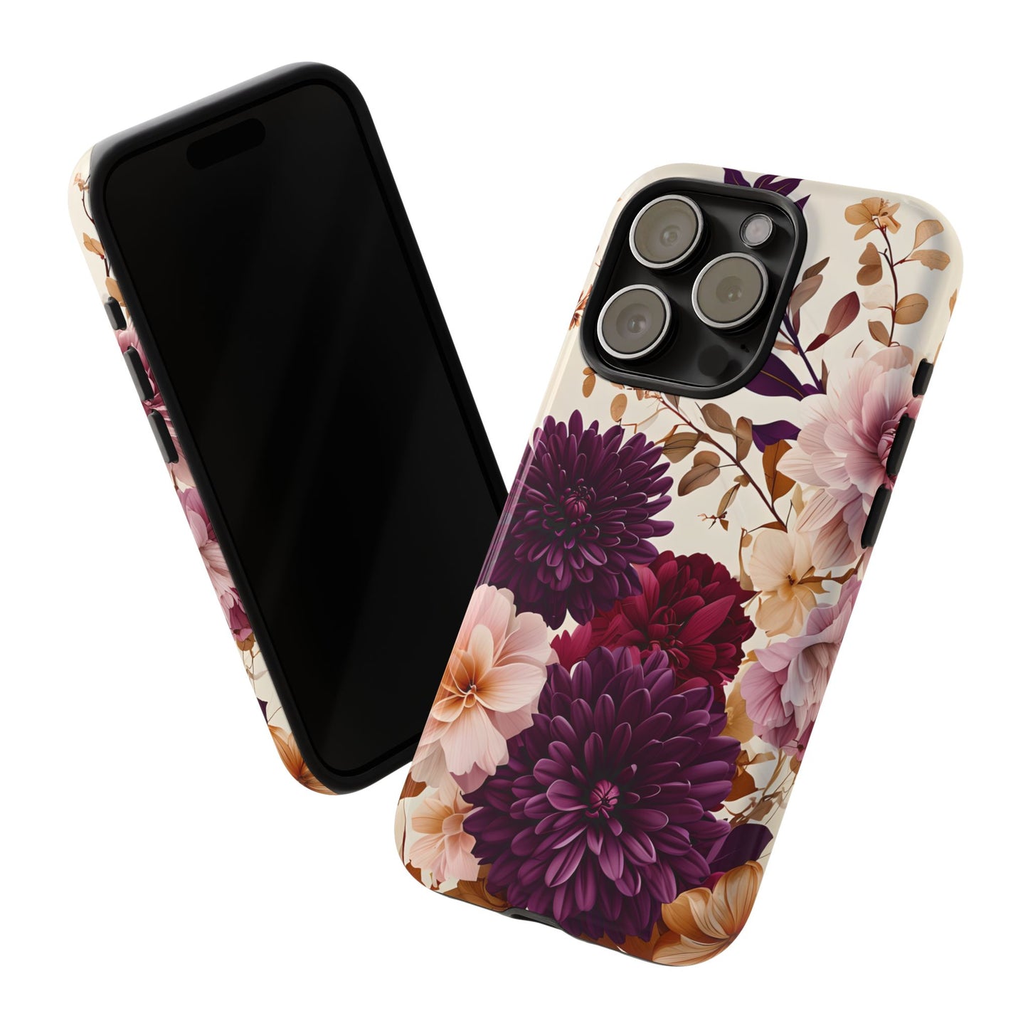 Floral Tough Phone Case - Elegant Design for iPhones & Androids