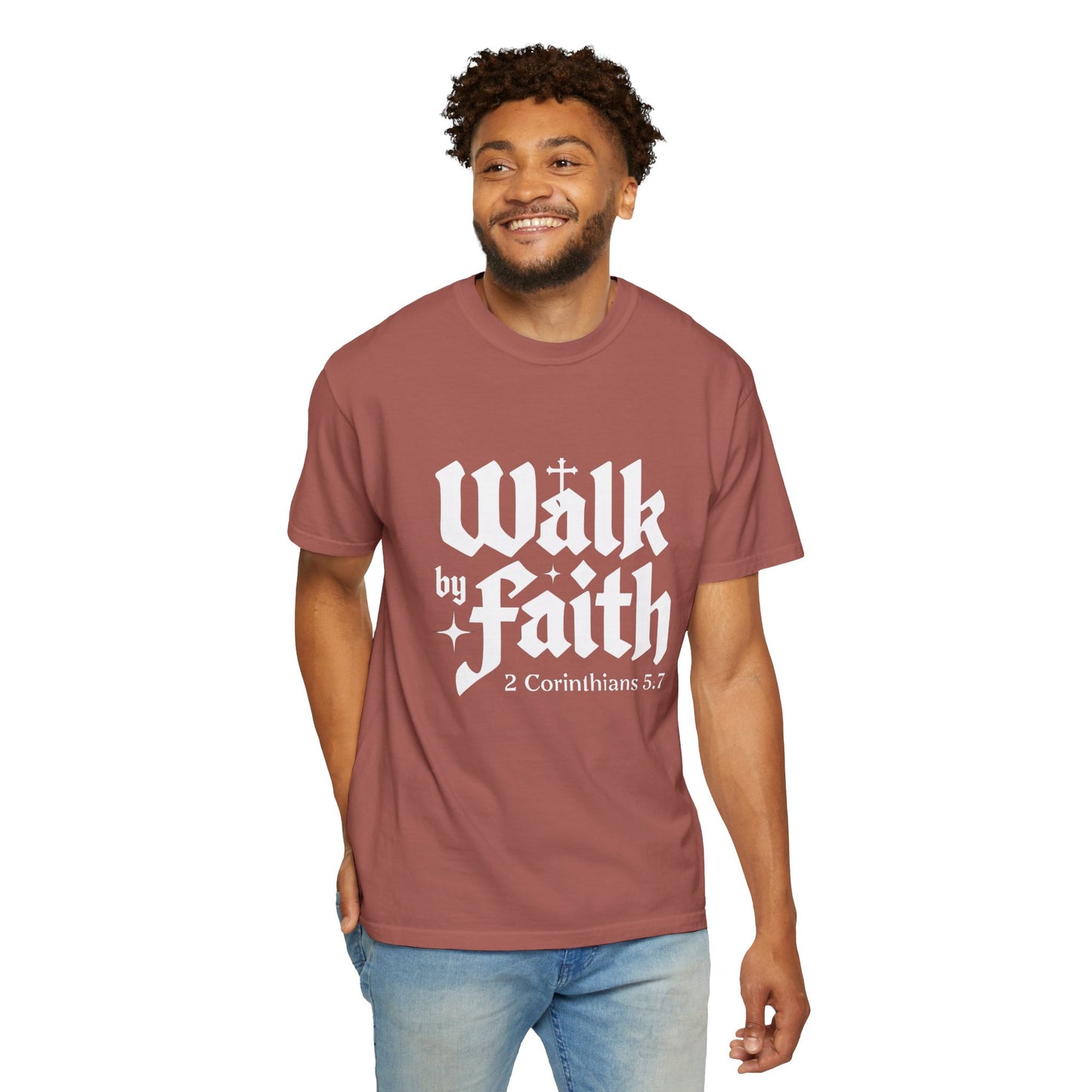 Faith-Inspired Garment-Dyed T-Shirt - 'Walk by Faith' 2 Corinthians 5:7