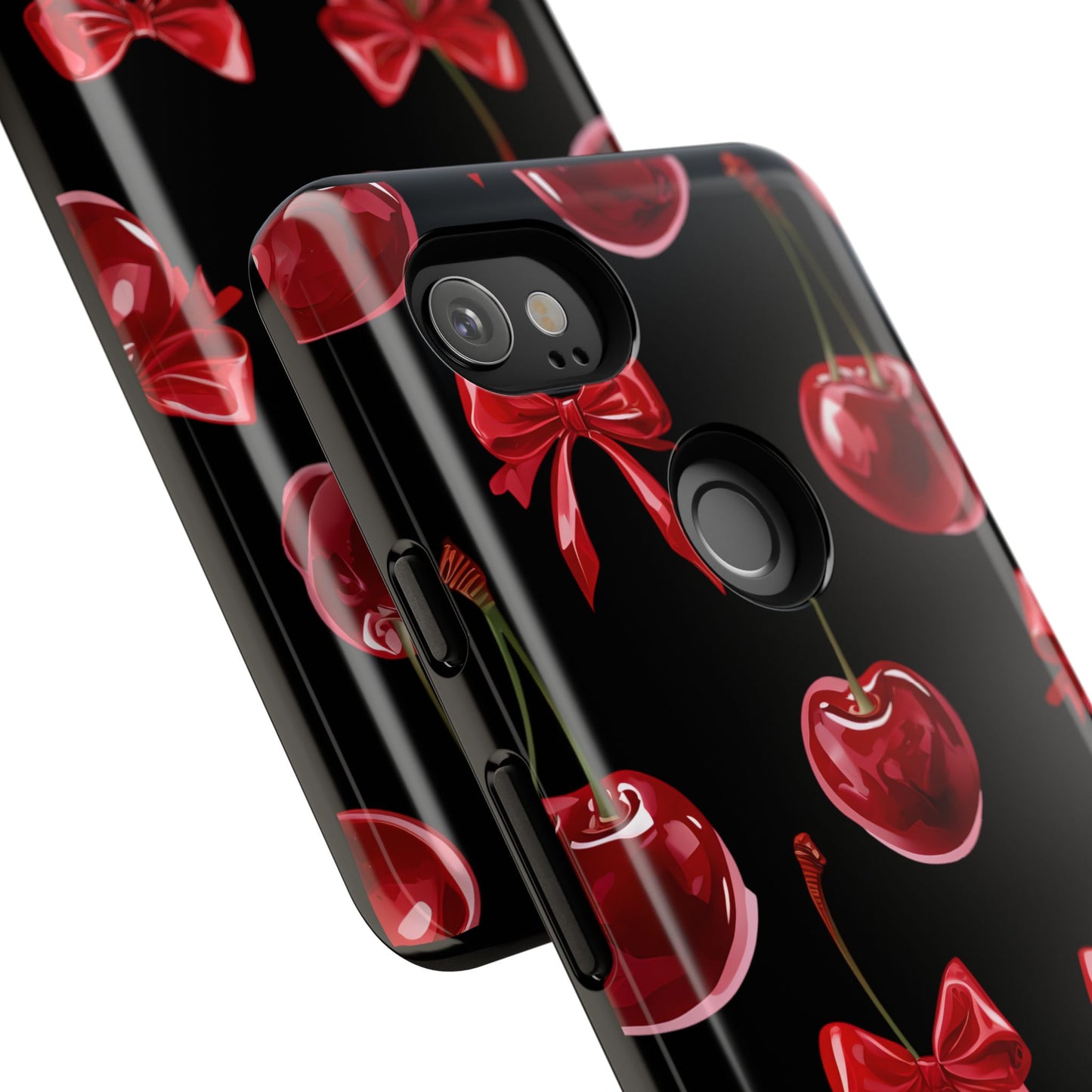 Coquette-Cherry Print Tough Phone Case - Stylish & Durable Protection