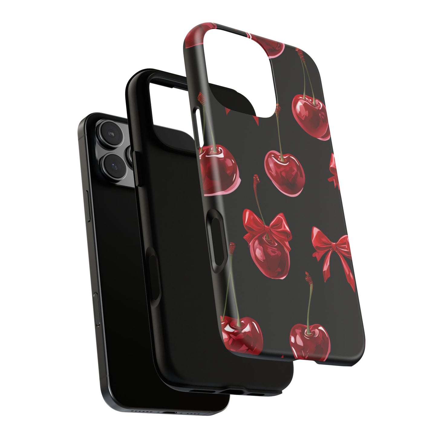 Coquette-Cherry Print Tough Phone Case - Stylish & Durable Protection