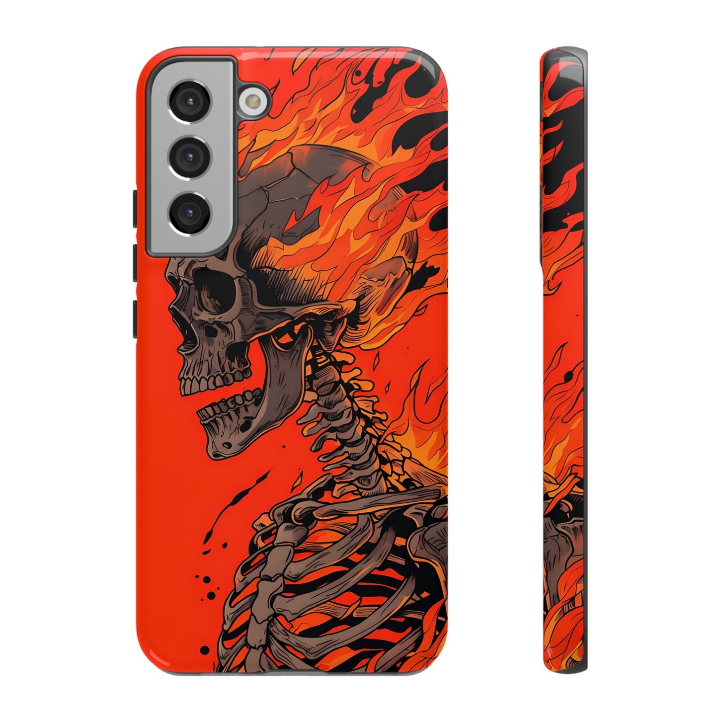 Flaming Skeleton Phone Case - Tough & Stylish Protection