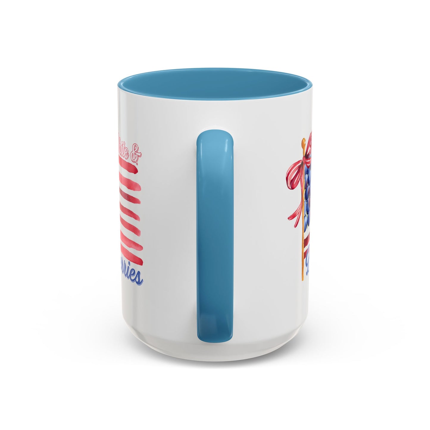 July 4th Accent Coffee Mug with Red, White & Blueberries Design, Patriotic Mug, Americana Decor, Summer BBQ Drinkware, Holiday Gift